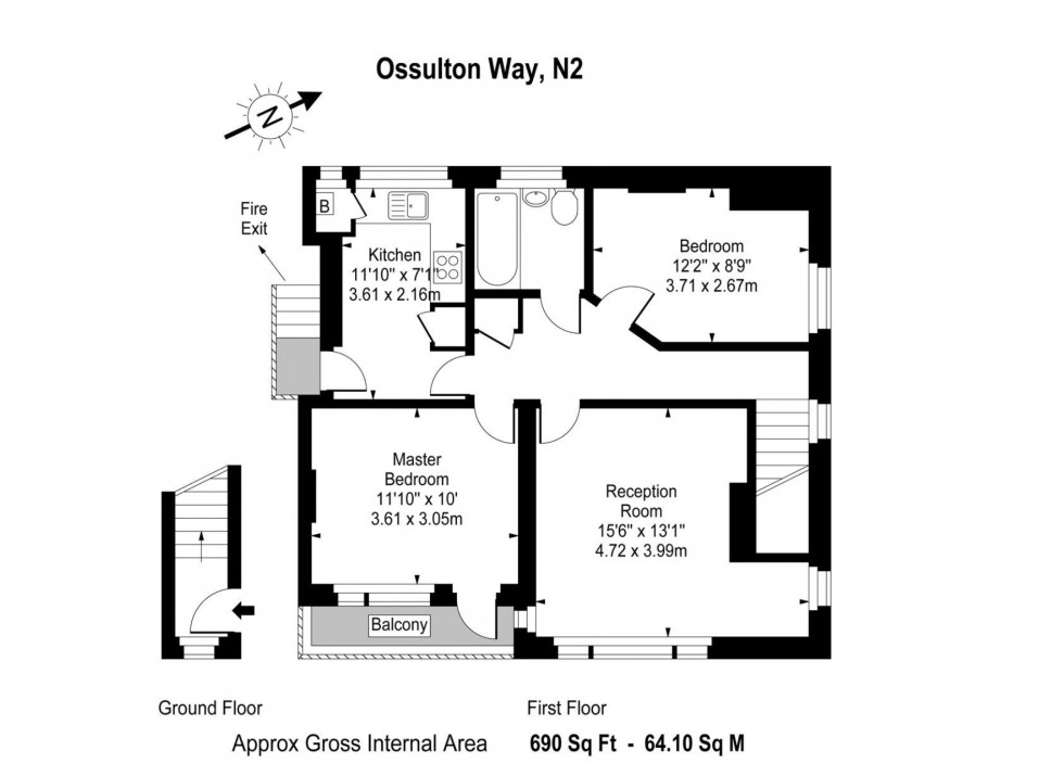 Floorplan for Ossulton Way, Hampstead  Garden Suburb