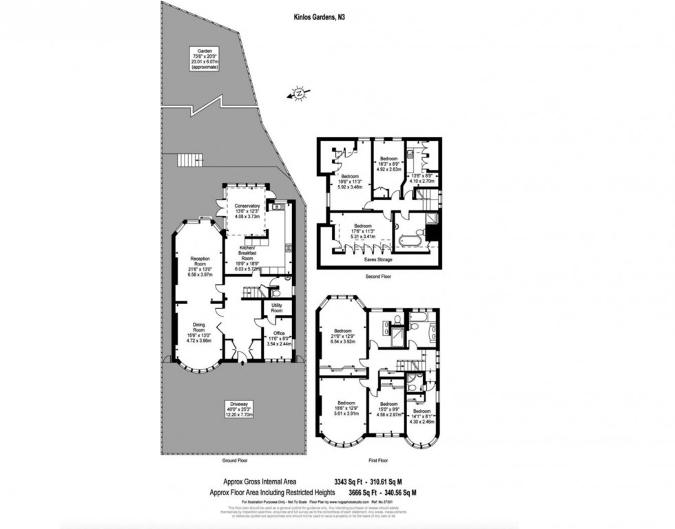 Floorplan for Kinloss Gardens, Finchley