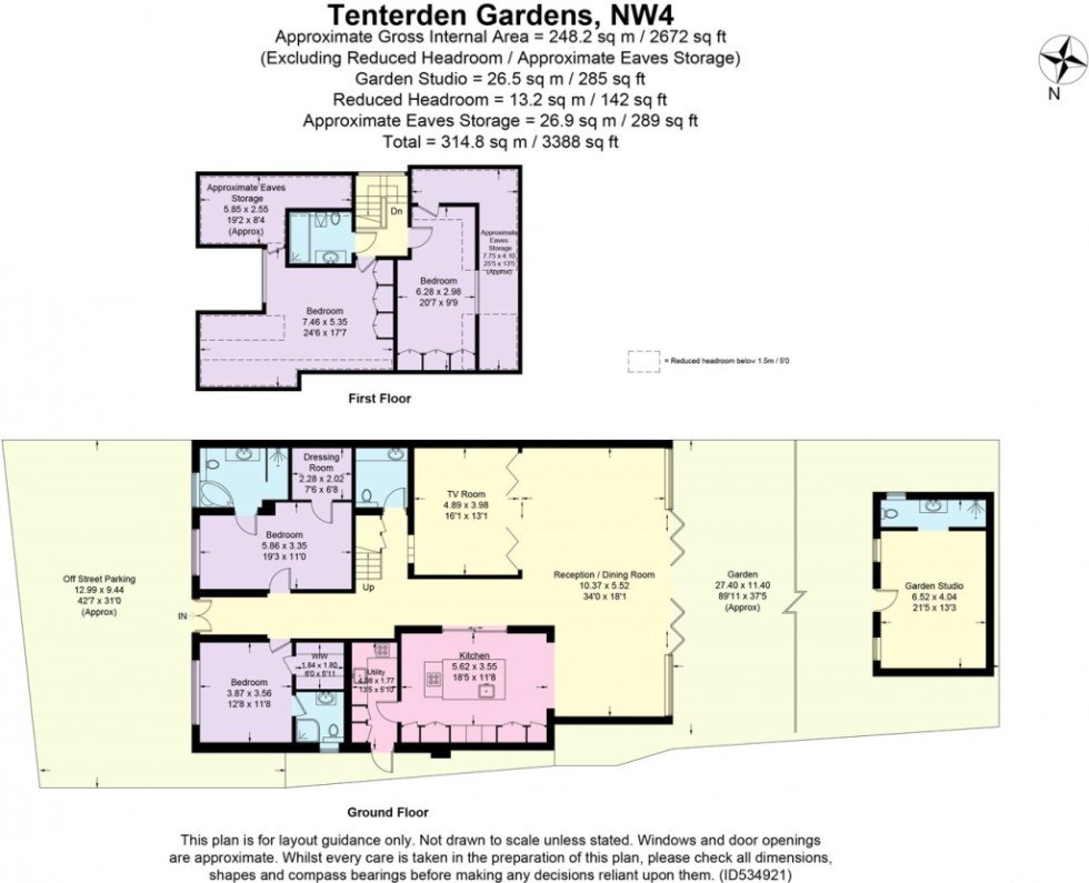 Floorplan for Tenterden Gardens, Hendon